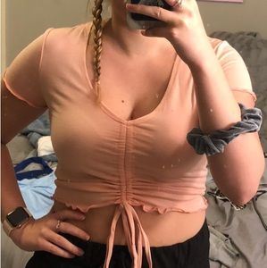 Small tshirt crop top synch tie center size small light pink from Shein